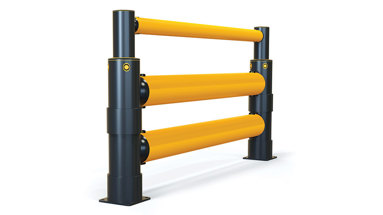 Atlas Double Traffic+ flexible polymer with pedestrian Safety Guardrail side view