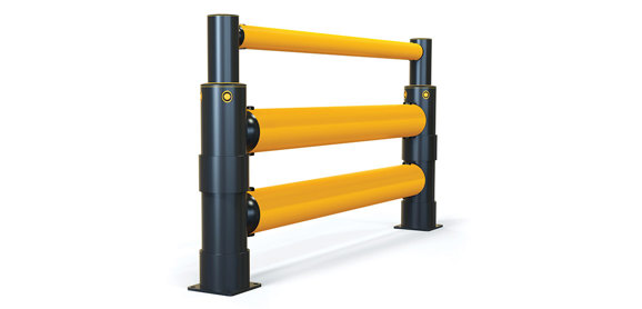 Atlas Double Traffic+ flexible polymer with pedestrian Safety Guardrail side view