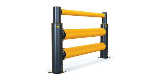 iFlex Double Traffic+ flexible polymer with pedestrian safety Guardrail side view
