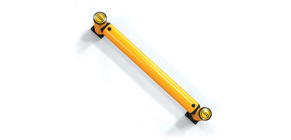 iFlex Rackend single flexible polymer safety Guardrail Yellow Post top view