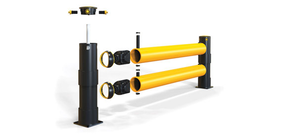 Atlas Double Traffic flexible polymer safety Guardrail exploded View