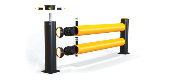iFlex Double Traffic flexible polymer safety Guardrail exploded view