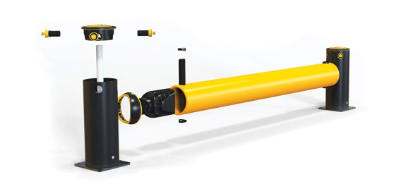 iFlex Single Traffic flexible polymer safety Guardrail exploded view