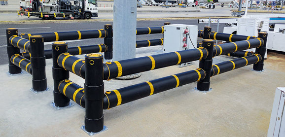 Double Traffic flexible polymer Safety Guardrail at airport