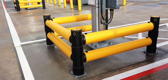 Double Traffic flexible polymer Safety Guardrail at airport