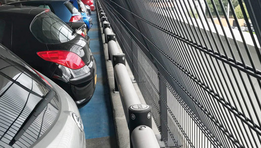  Single Traffic flexible polymer safety Guardrail High Level Car park Grey in car park