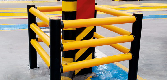 Column Guard pedestrian protection Guardrail in warehouse