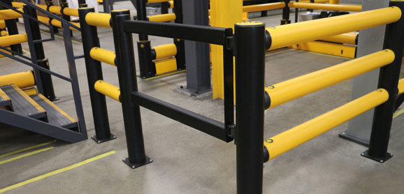 pedestrian crossing protection swing gate in factory