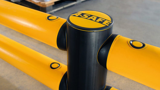 Double Traffic flexible polymer safety Guardrail at warehouse