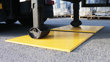 Trailer plate landing leg support ground protection in service yard