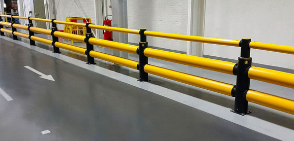iFlex Double Traffic+ flexible polymer with pedestrian safety Guardrail at Nestle