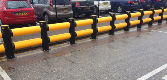 iFlex Double Traffic flexible polymer safety Guardrail at car park
