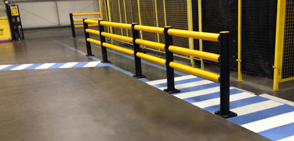 iFlex Pedestrian 3 Rail safety Guardrail (Circular Rails) at Nissan