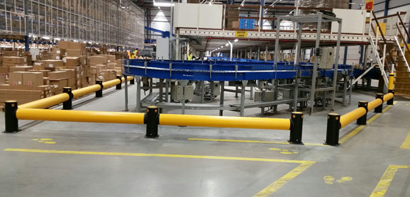 Single Traffic flexible polymer safety Guardrail in warehouse