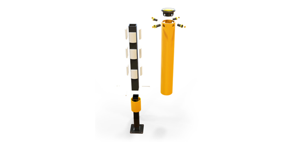 Flexible Polymer impact protection safety bollard exploded view