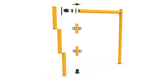 high level height restrictor for industrial doorway protection exploded view