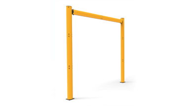 high level height restrictor for industrial doorway protection side view
