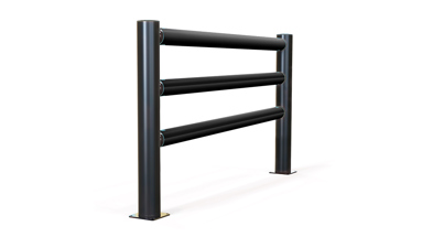 Pedestrian 3 rail barrier for cold storage environments side view