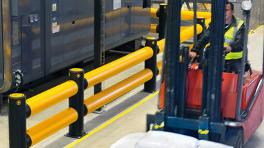 Forklift protection guardrails