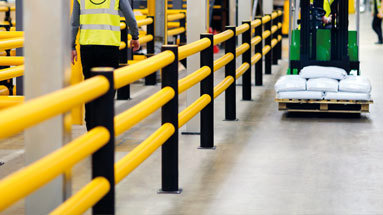 Forklift safety barrier protection for pedestrians