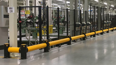 traffic safety guardrail protecting machinery