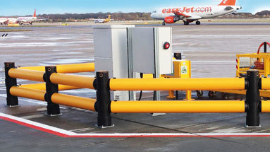 Traffic safety guardrail outdoors at airport