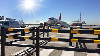 UV sun protected airport polymer guardrails