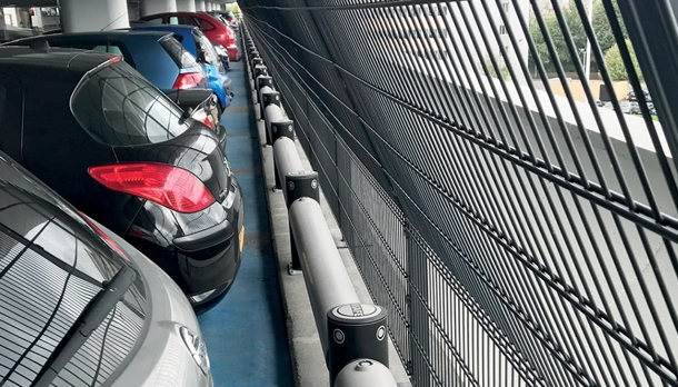 Car park polymer safety guardrails
