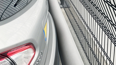 High level polymer car park safety guardrail impact