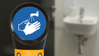 Safety signs indicating handwashing