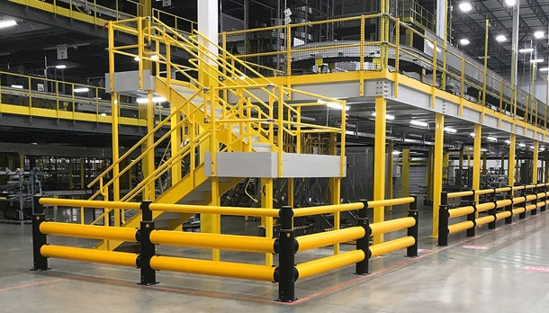 Warehouse polymer safety guardrails
